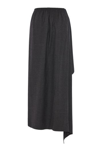 Draped flannel midi skirt