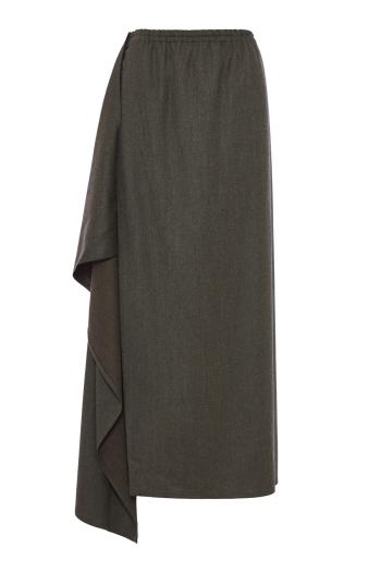 Draped flannel midi skirt