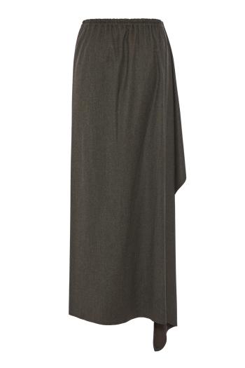 Draped flannel midi skirt