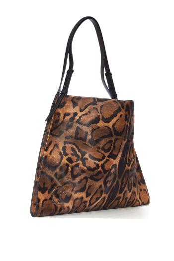 Baggy printed calf-hair shoulder bag
