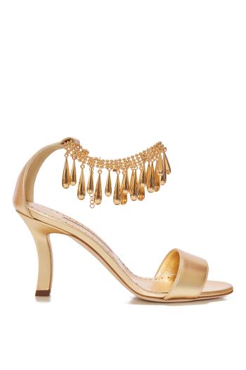 Nicusan 0 Gold Nappa Leather Embellished Sandals