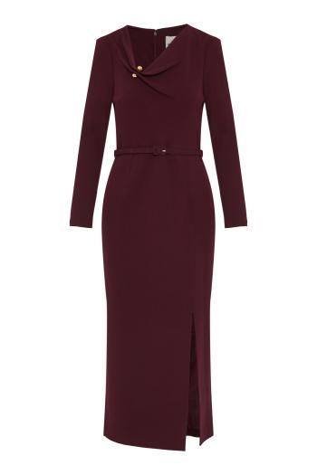 Ruched wool midi dress 