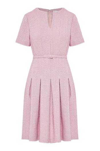 Lurex check tweed flare midi dress