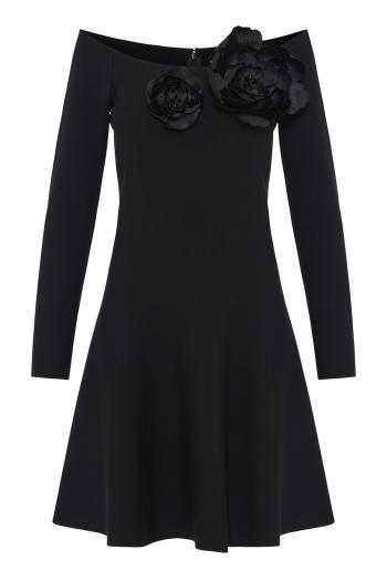 Appliquéd crepe mini dress