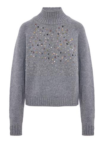 Embellished cashmere turtleneck sweater