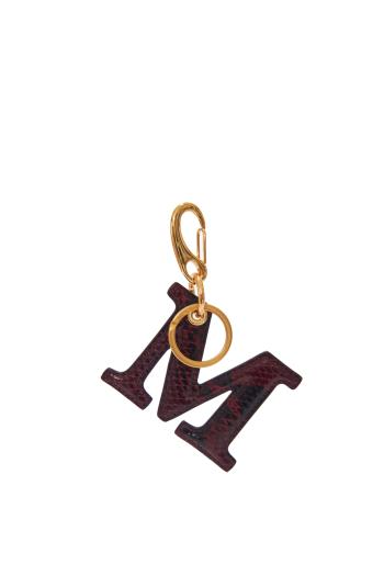 Bag Charm Letter M Bordeaux Python