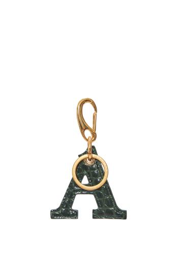 Bag Charm Letter A Olive Croco