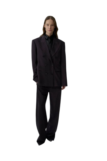 Pinstriped wool-blend pants 