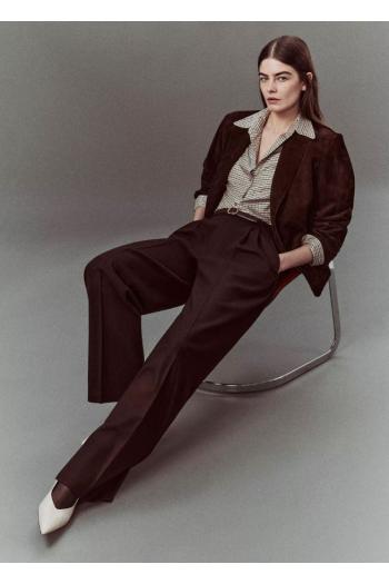 Pleated wool-blend pants 