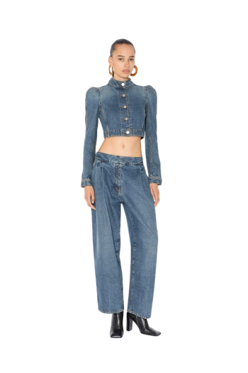 Pleated denim jeans 