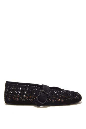 Ballet flats in vienne suede with eyelets