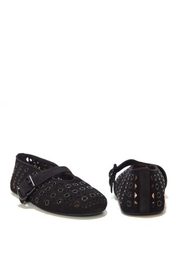 Ballet flats in vienne suede with eyelets