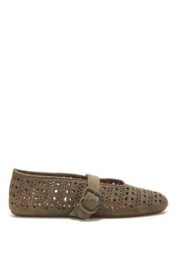 Allet flats in vienne suede with eyelets