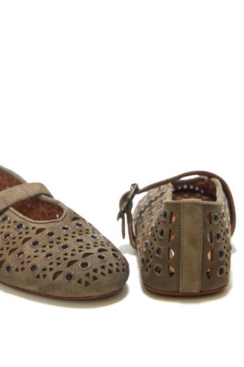 Allet flats in vienne suede with eyelets