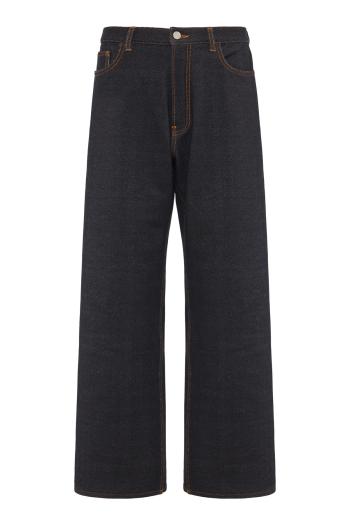 Denim knit loose pants