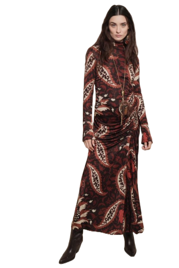Start Point printed jersey midi dress 