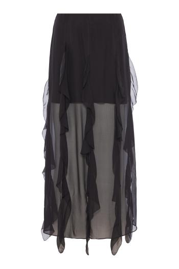 Ava ruffled silk maxi skirt