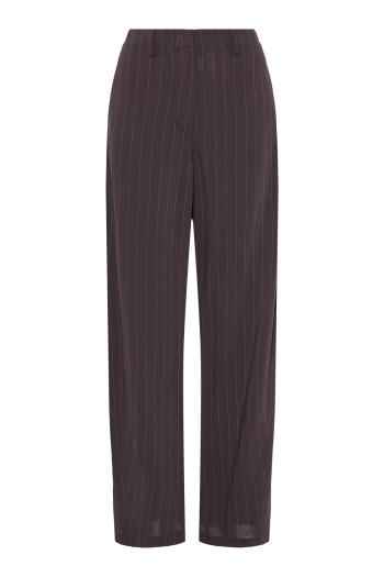 Wide-leg pinstripe  wool-blend pants  in dark brown 