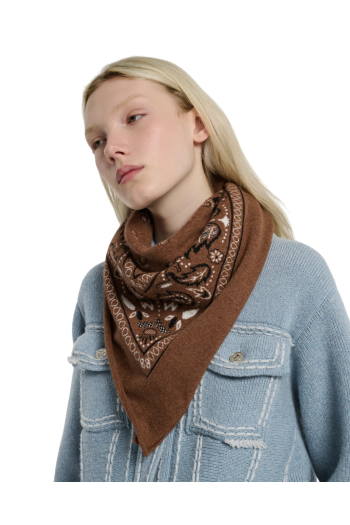 Bandana printed cashmere and cotton scarf 