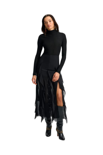 Ava ruffled silk maxi skirt