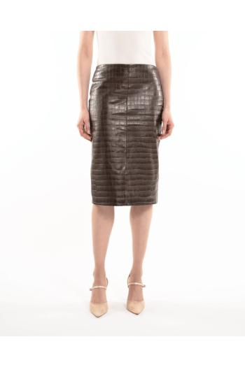 Tubino croc-leather midi skirt