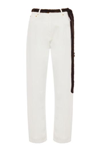 Naomi faux-fur trimmed cotton pants 