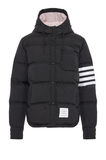 Striped padded down hooded jacket 