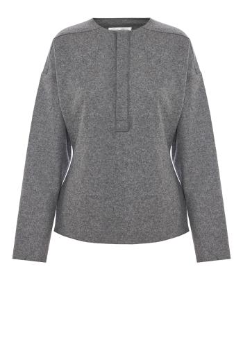 Fitted wool and cashmere henley top 