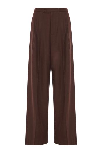Italian Wool-Blend Pleated Wide-Leg Trouser