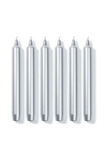 Silver Madeleine 6 taper candles 20cm
