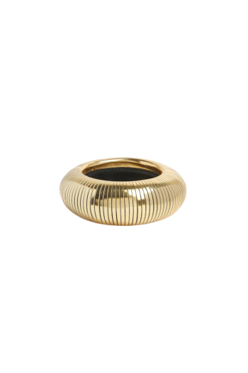 Sphere brass and leather cuff 