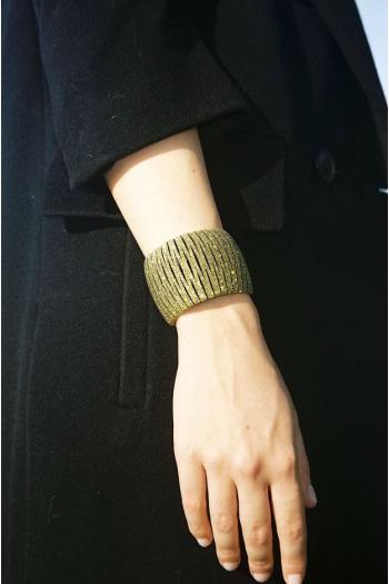 Crystal-embellished leather cuff 