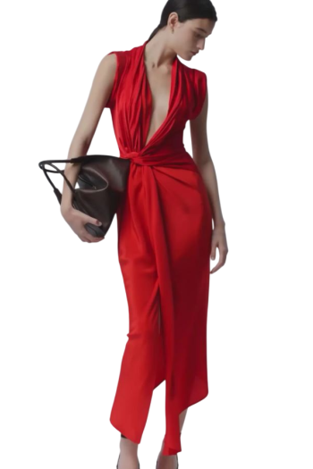 Asymmetric silk midi dress