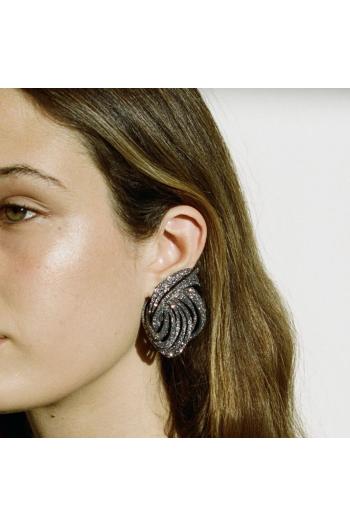 Not A Knot embellished brass and leather earrings