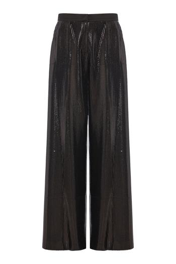 Sequin and Satin Flared Pants in Black