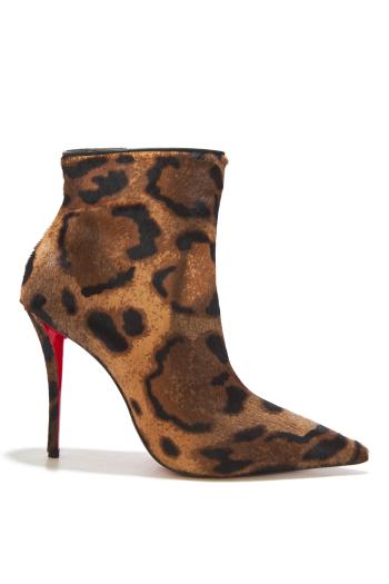 100 mm Low boots - 'Bengali' printed hairy calf leather and kid leather - Brown 