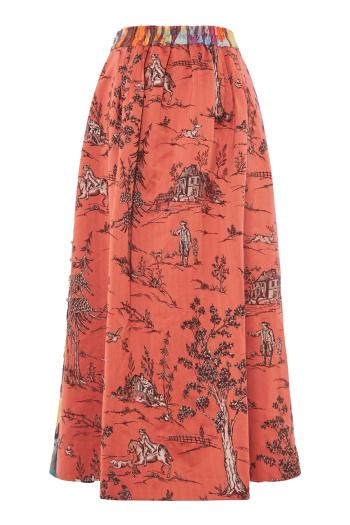 ONE-OF-A-KIND- Embroidered cotton midi skirt 