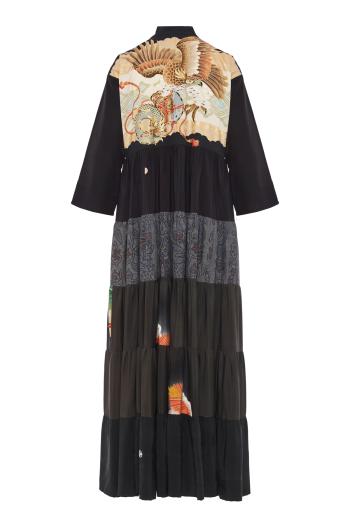 ONE-OF-A-KIND Printed silk pants Printed silk kimono 