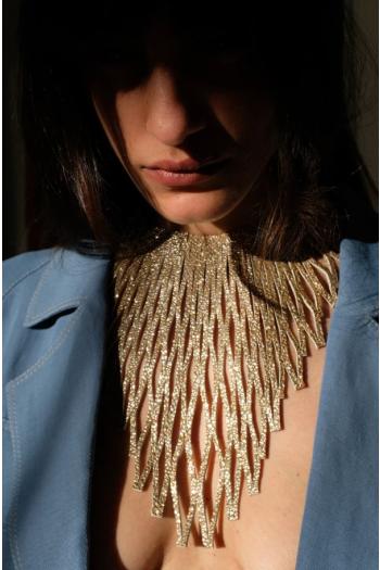 Luminus embellished leather choker