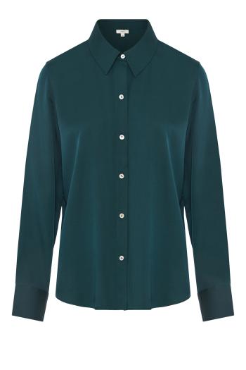 Silk-Blend Slim Button-Front Blouse