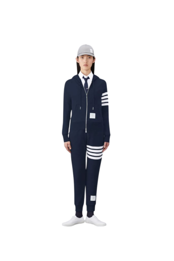 Striped cotton hooded cardigan