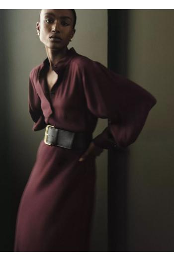 Crepe maxi shirt dress 