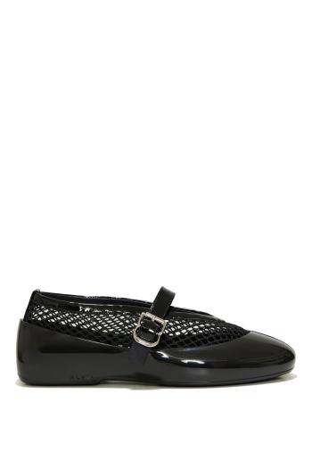 Noir Rubber and fishnet flats 