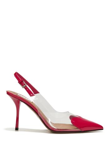 Frampoise Le Coeur 90 leather and PVC slingback pumps 