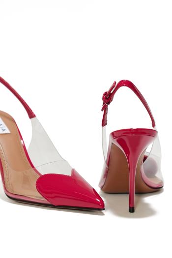 Frampoise Le Coeur 90 leather and PVC slingback pumps 