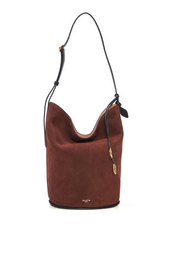 Small suede bucket bag