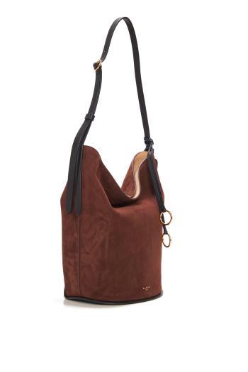 Small suede bucket bag