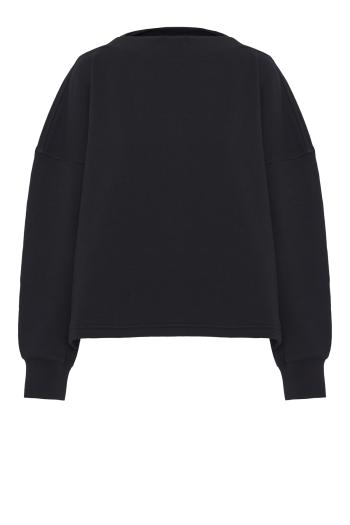 Noir Boat-neck Fleece cotton sweater