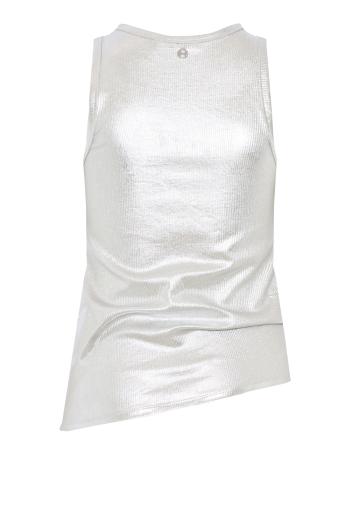 Embellished metallic cotton-blend tank top 