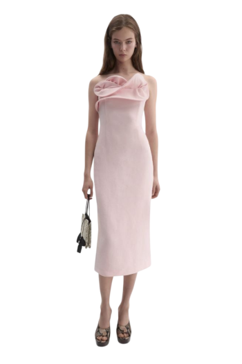 Sculptural silk corset midi dress 